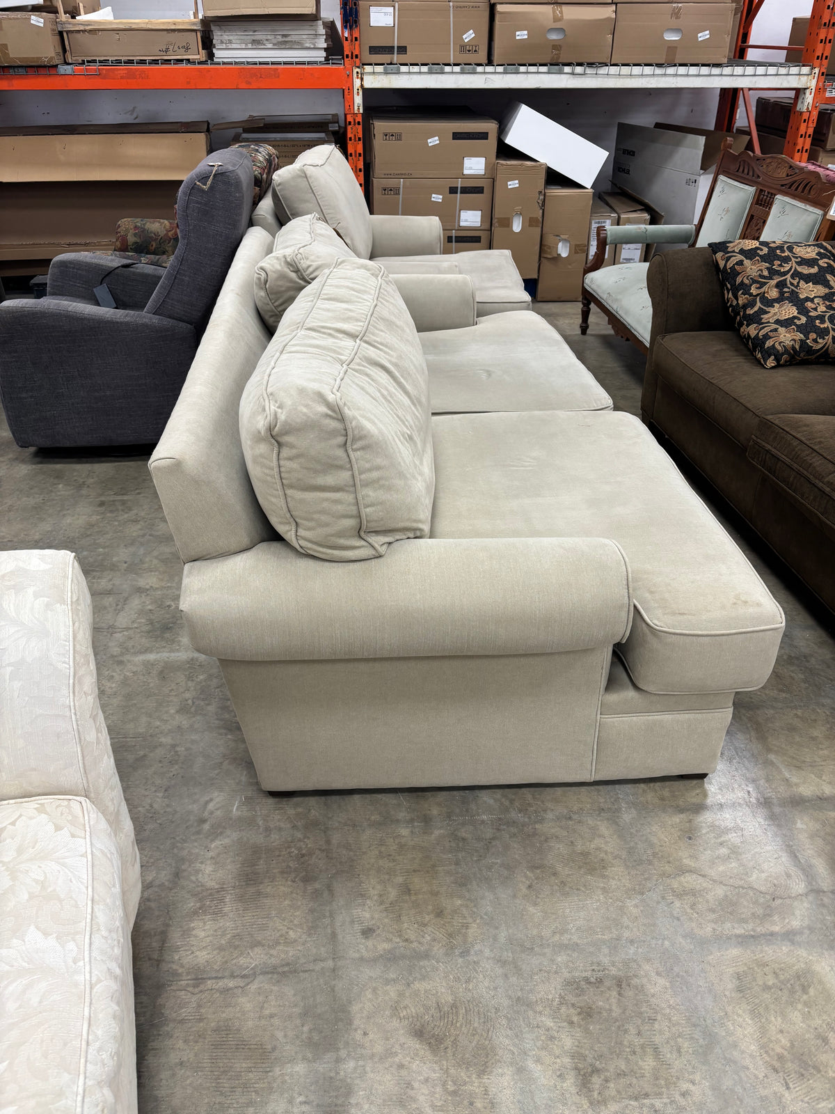 Beige Loveseat with Deep Cushions
