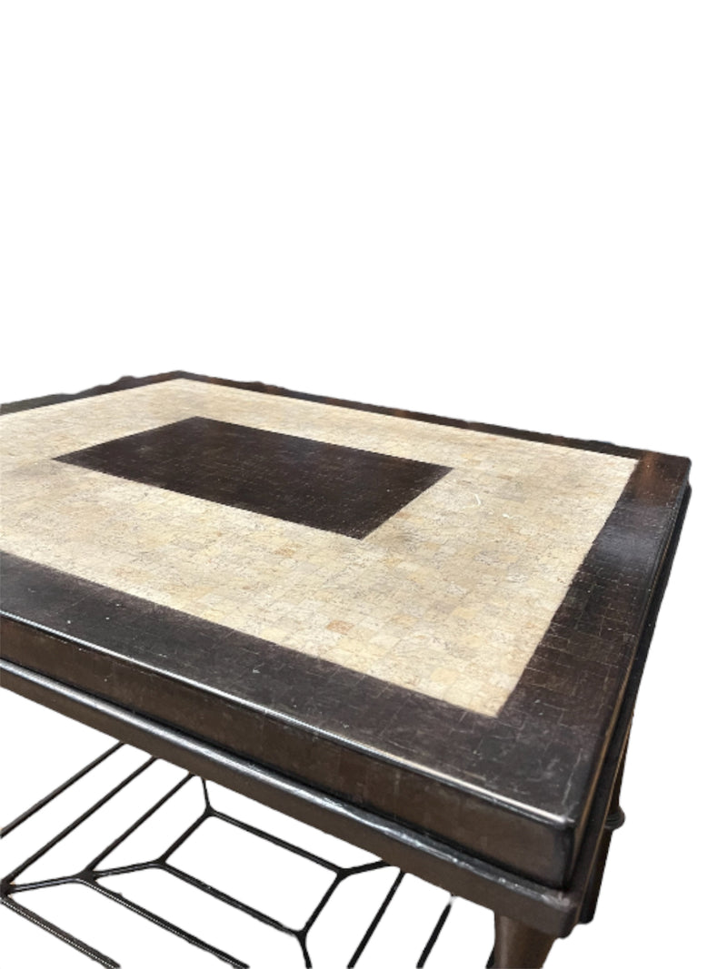 Two Tone Accent Table with Iron Base