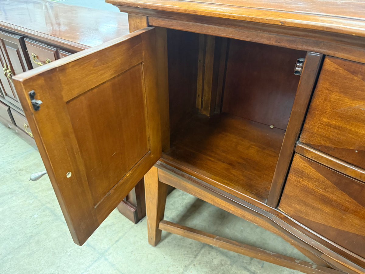 Brown Curved-Front Wood Sideboard