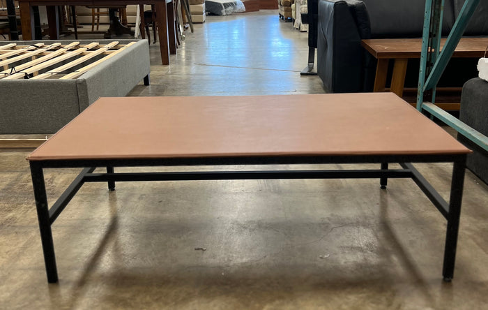 Light Brown Leather Rectangle Table