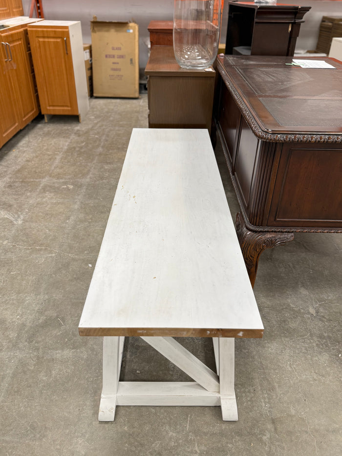 White Wooden Farmhouse Style Bench