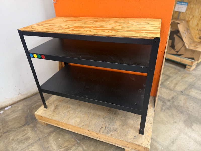 Metal Rectangular Wood Top Table