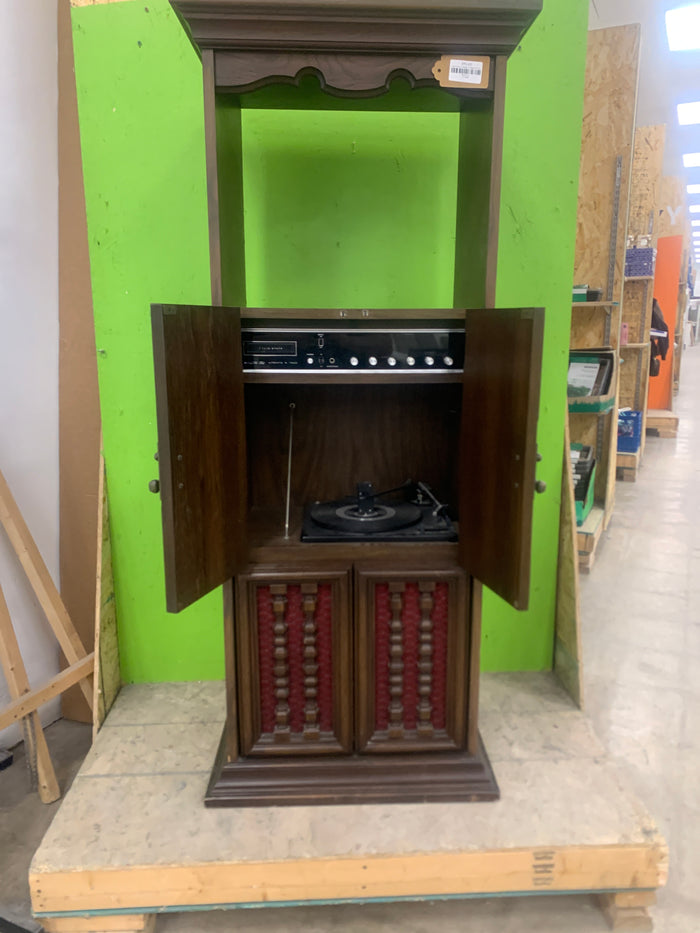 Dark Brown Vintage Cabinet With Record Player
