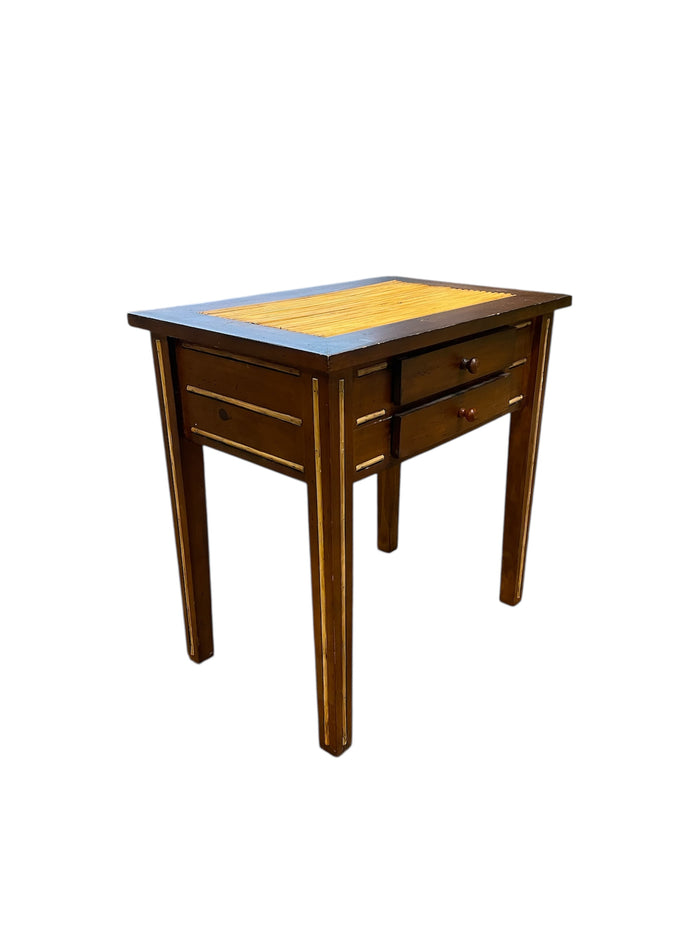 Rattan Top 2-Drawer Side Table