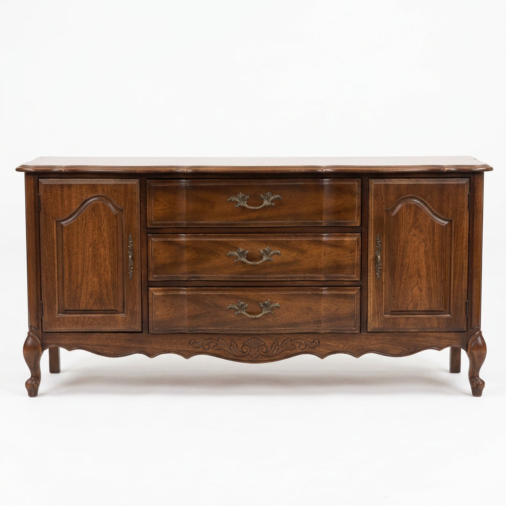 Vintage French Provincial Wooden Buffet with 3 Drawers