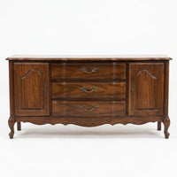 Vintage French Provincial Wooden Buffet with 3 Drawers