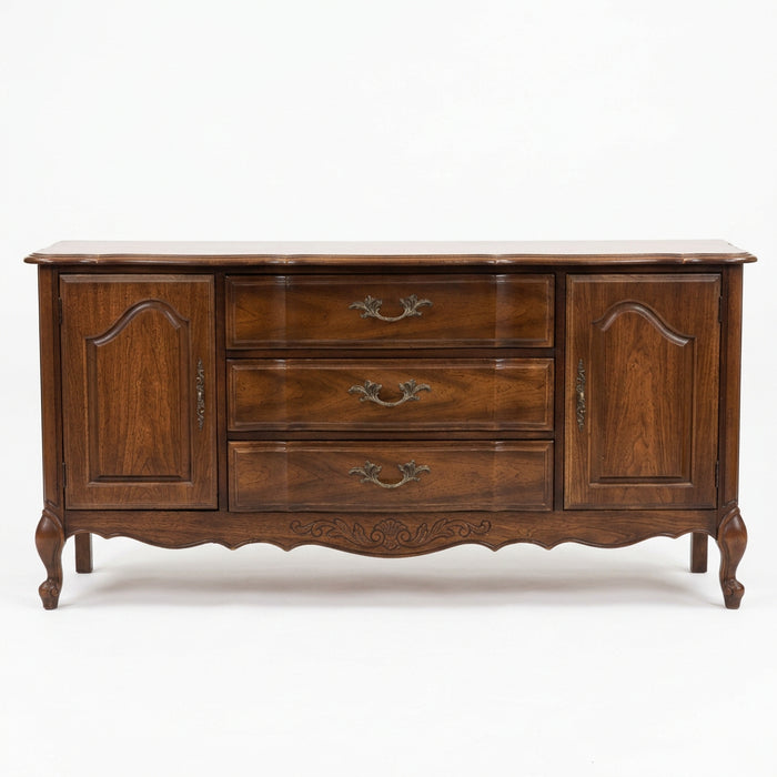 Vintage French Provincial Wooden Buffet with 3 Drawers