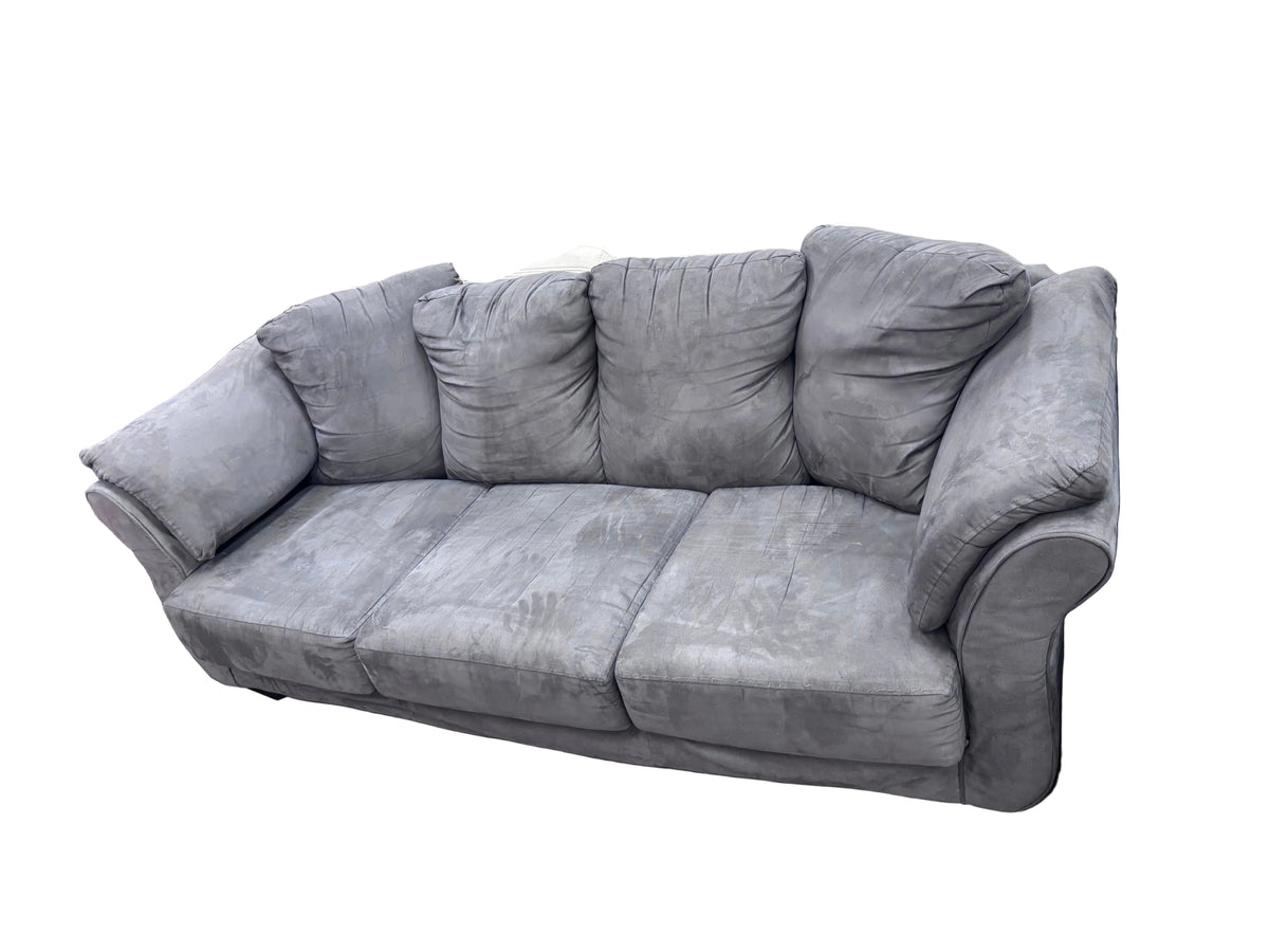 Grey Plush 3-Seater Sofa