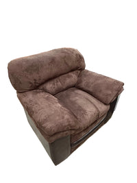 Large Dark Brown Plush Armchair with Leather Accents