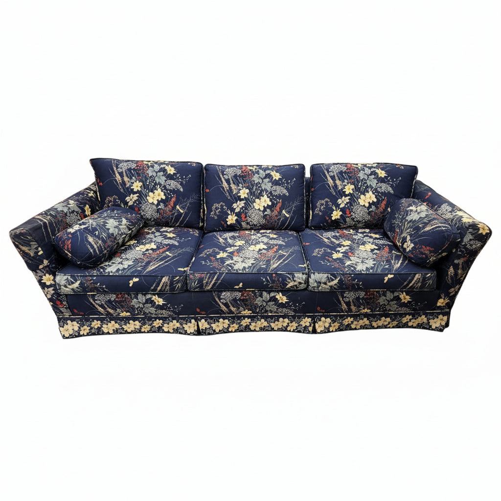 Blue Floral 3-Seater Sofa