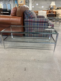 48"W Glass and Chrome Coffee Table