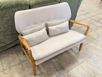 Contemporary Elm Wood and Beige Loveseat
