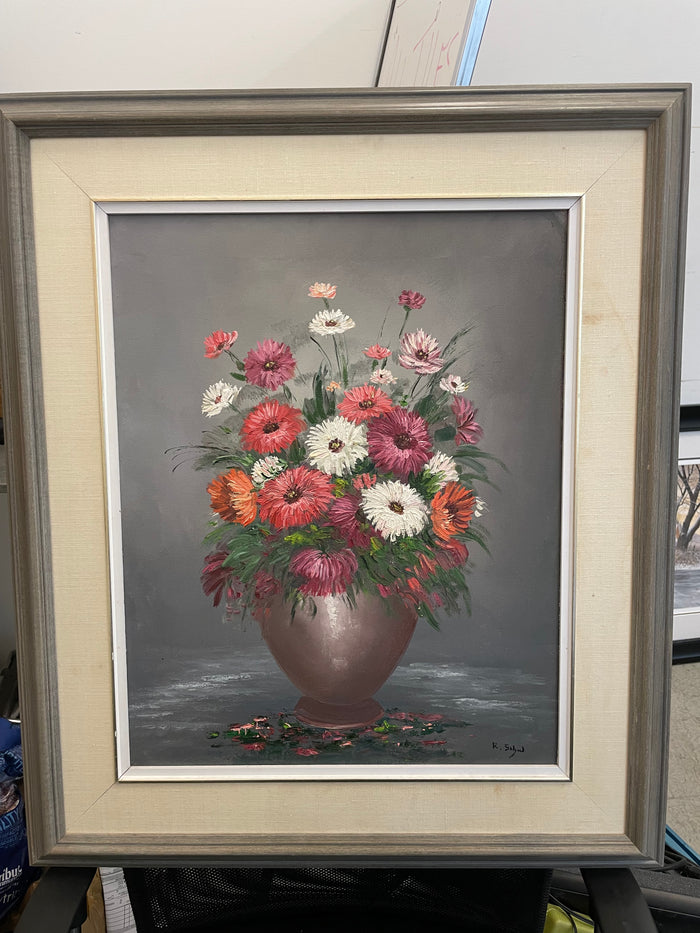 Artwork - Original oil painting by Canadian artist Rose Schul - Dahlias