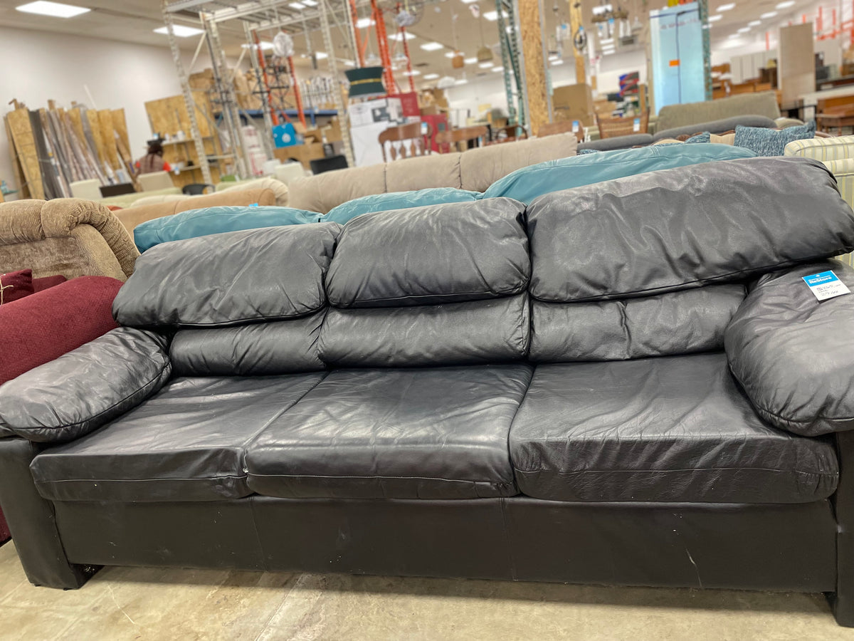 Black Leather Sofa With Built In Feet