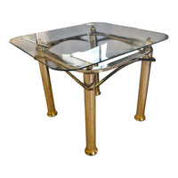 Eighties Chrome & Gold Glass Top End Table