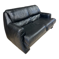 Black Leather 2-Seater Loveseat Sofa