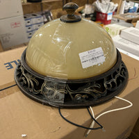 Traditional Dome Ceiling Light 12.75in. Dia. – Frosted Glass & Ornate Metal Base
