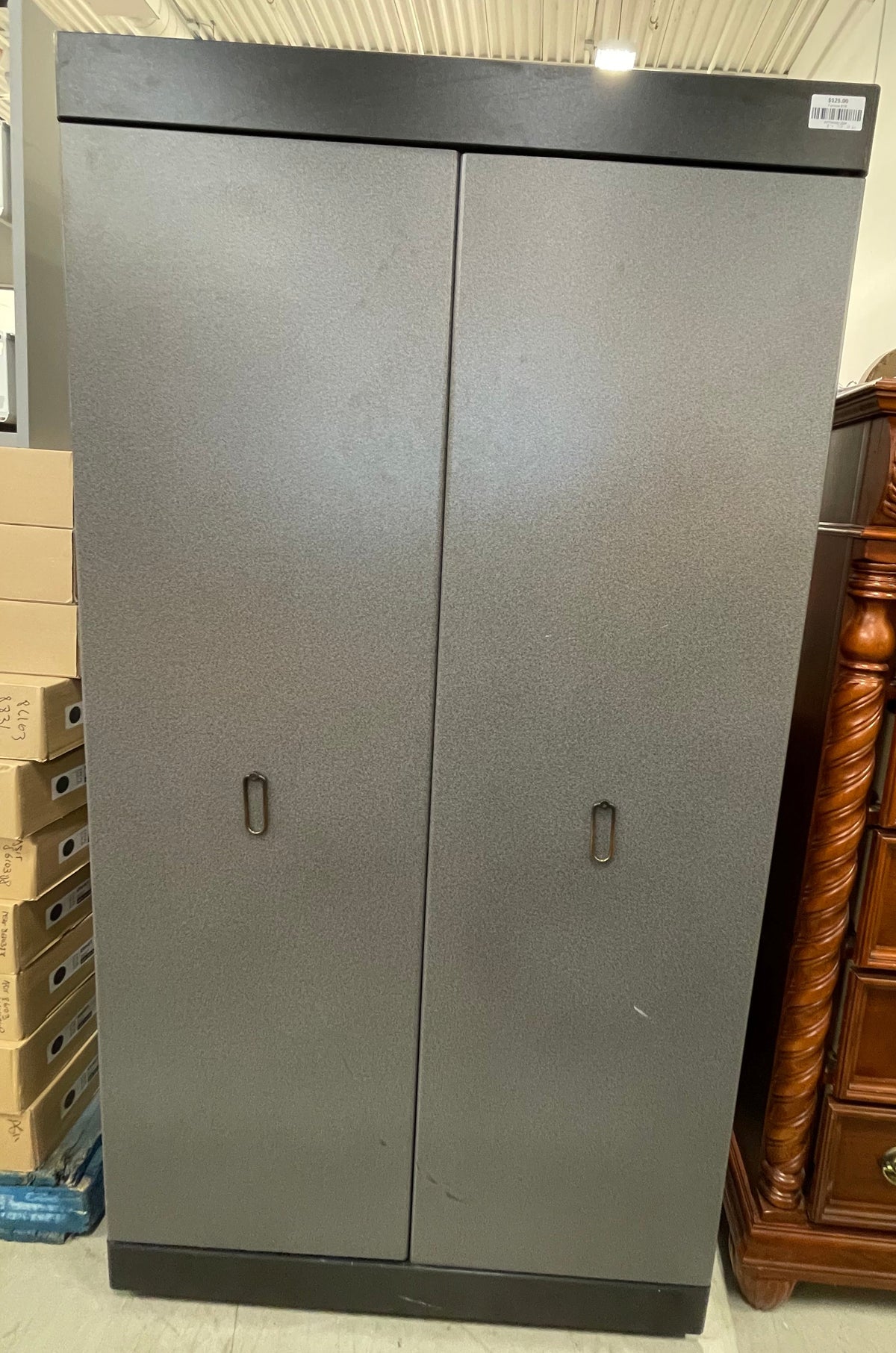 Tall Gray Entertainment Unit