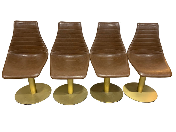 Set of Brown Leather Dining Chairs (4)