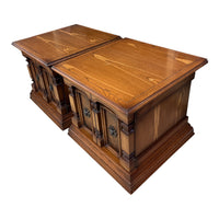 Vintage Carved Oak Nightstands (Set of 2)
