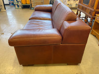 Brown Leather Sofa - 2-Seater with Tan Stitching