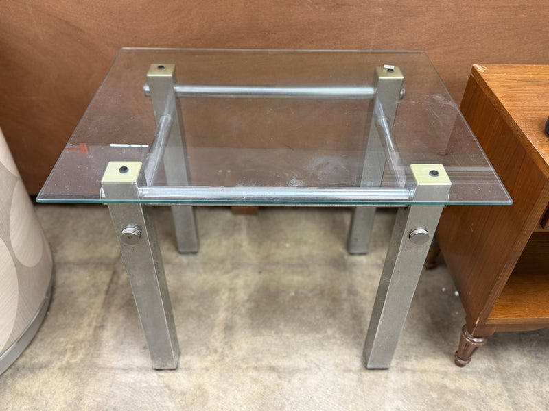 Modern Minimalist Styled Square Glass Side Table