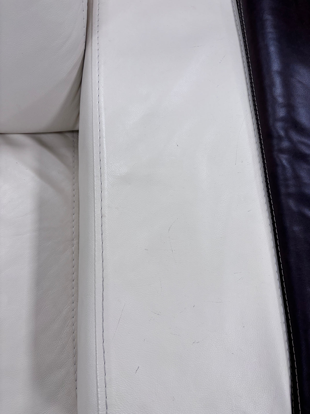 Off White Leather Loveseat