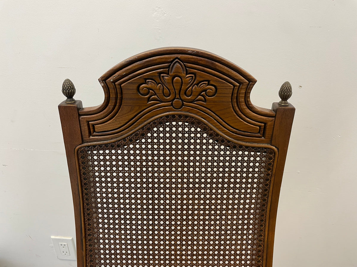 Carved Wooden Dining Chairs with Gold Fabric Seat (set of 5)