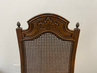 Carved Wooden Dining Chairs with Gold Fabric Seat (set of 5)