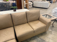 Light Tan Leather L-Shaped Sectional