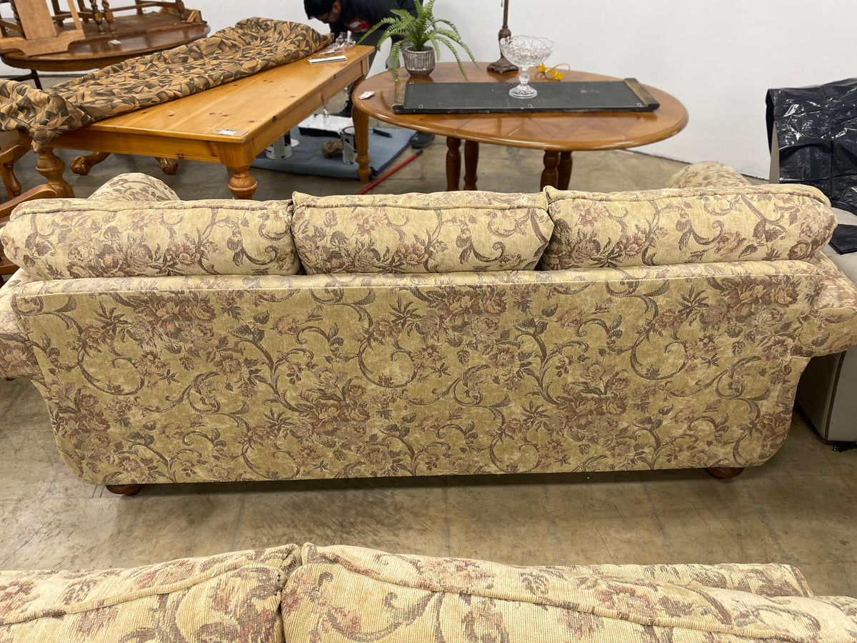 Floral And Dark Wood Sofa