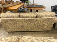 Floral And Dark Wood Sofa