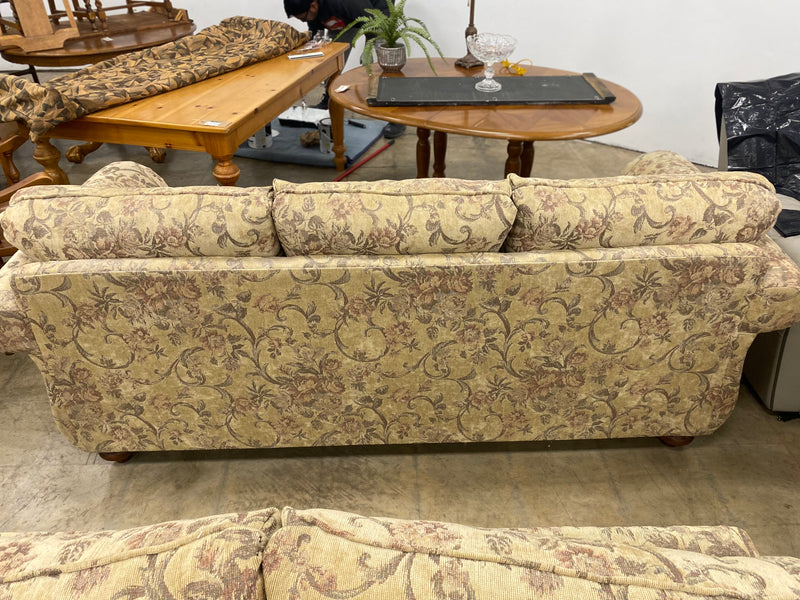 Floral And Dark Wood Sofa