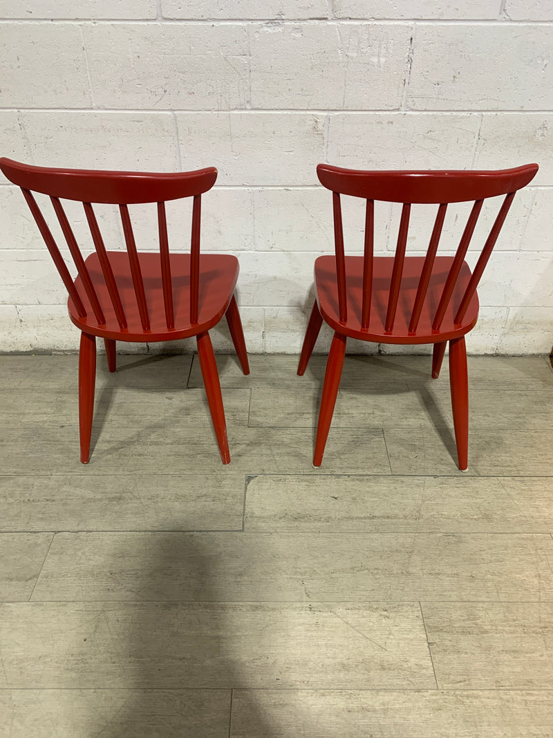 Pair of Red Wooden Chairs