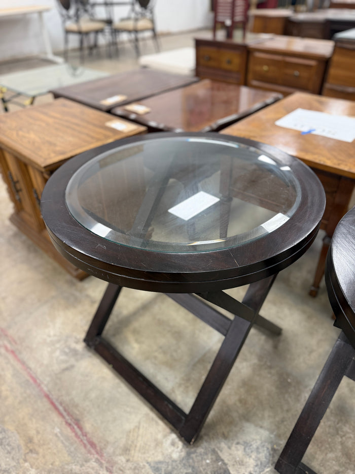Dark Brown Modern Glass Top Side Table