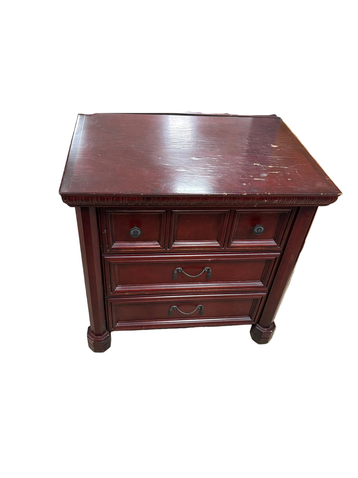 Dark Cherry Wood Nightstand