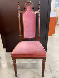 Set of 4 Dining Chairs - 2 Armchair, 2 Armless, Dusty Pink Velour Fabric