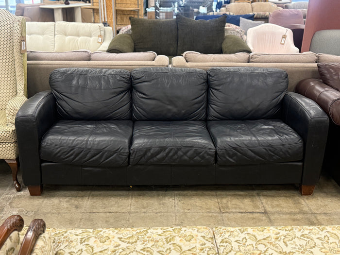 Black Faux Leather 3-Seater Sofa