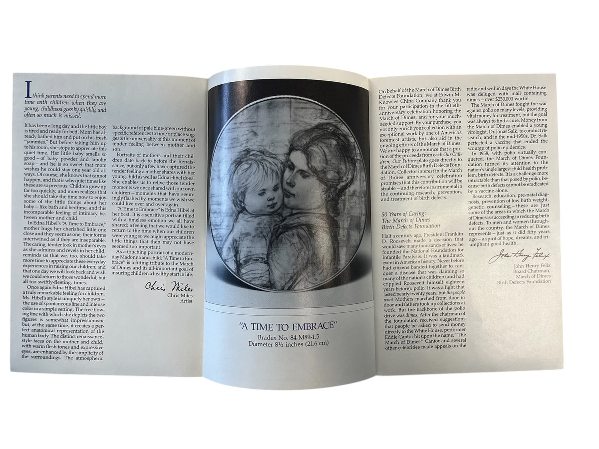 Edna Hibel "A Time To Embrace" Collectors Plate