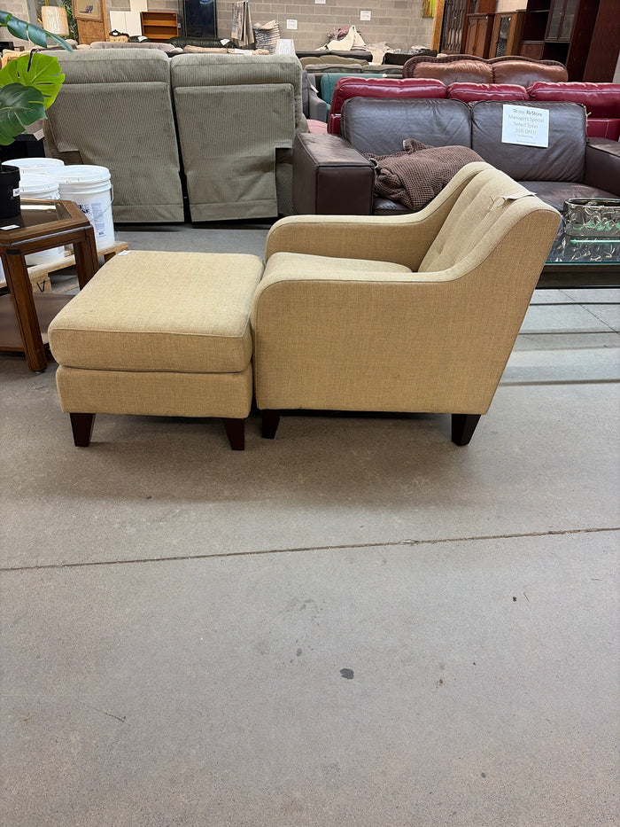 29 "W Beige Armchair And Ottoman Set