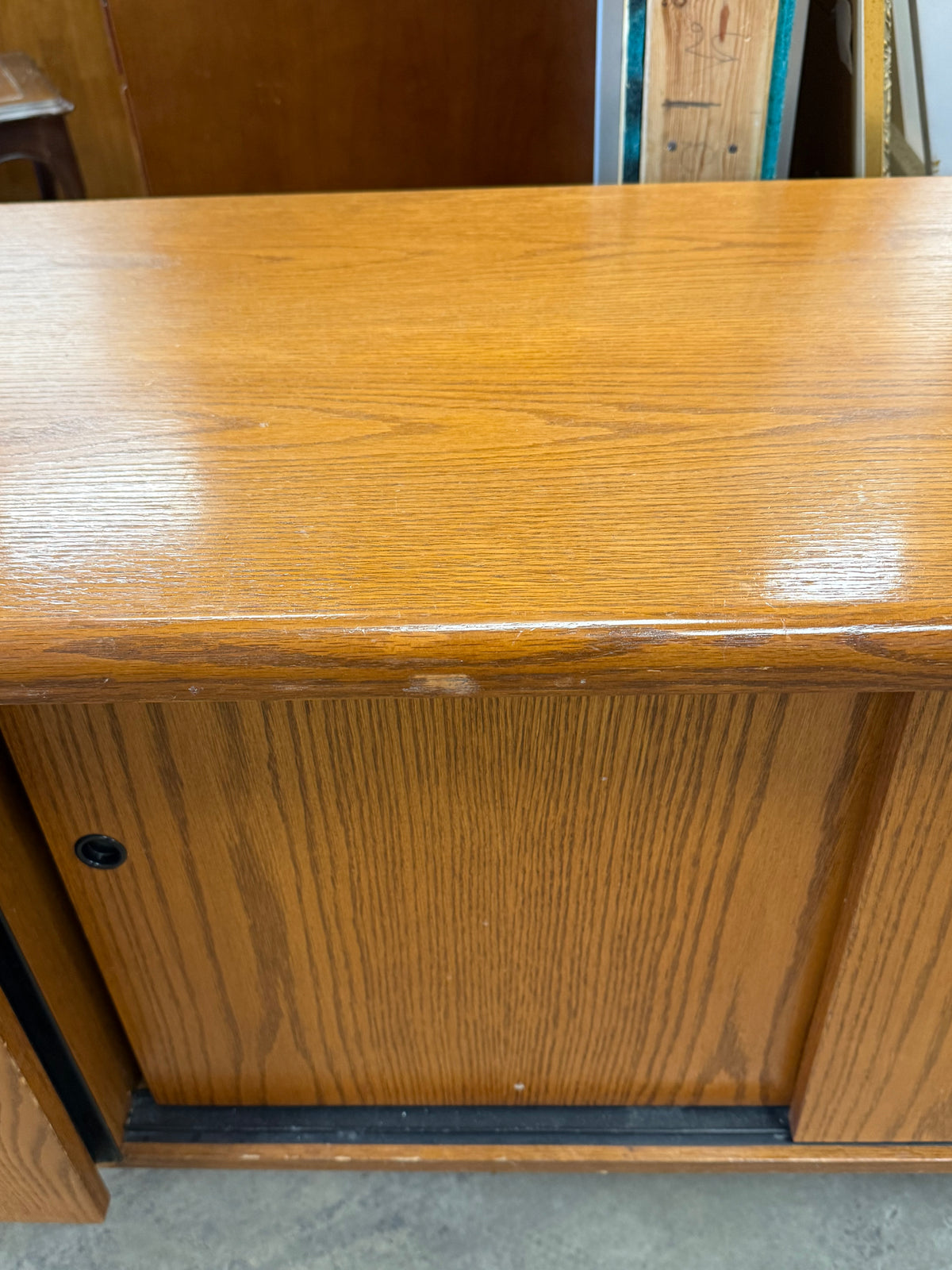 Long Vintage Oak Desk