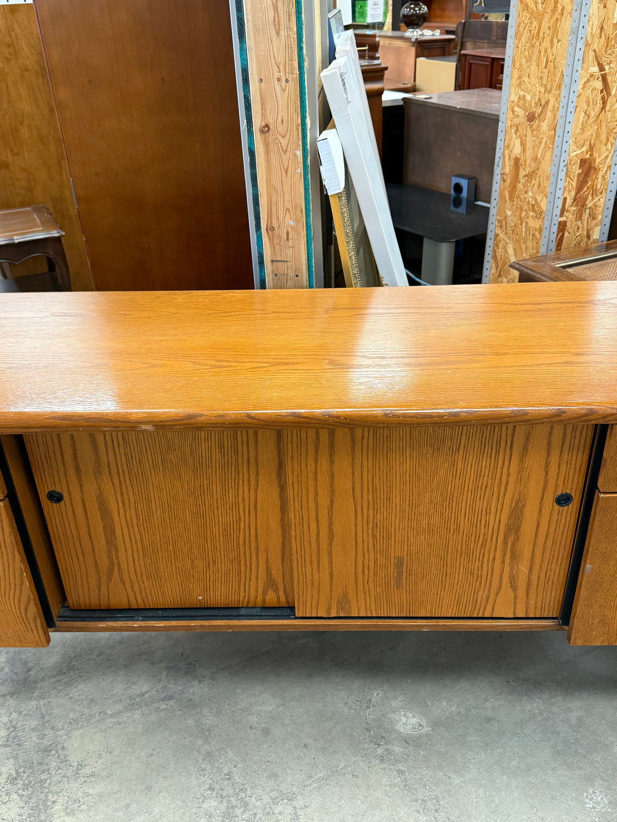 Long Vintage Oak Desk