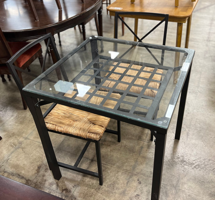 Black Metal Glass Top Dining Set