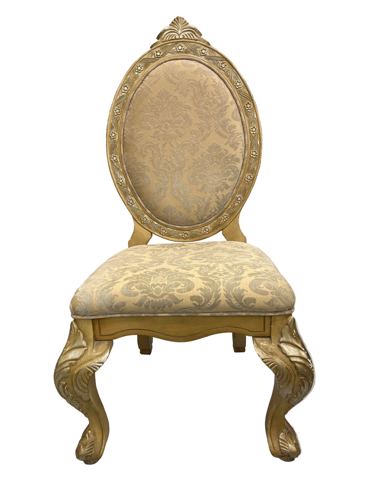 Ornate light-gold Finish Wood Dining Set With 6 Chairs