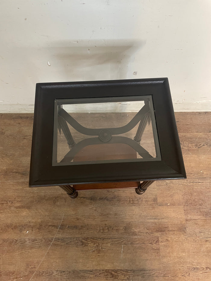 2-Tier Wood Iron Side Table