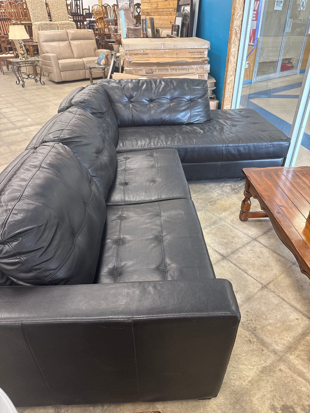 Black Leather Sectional