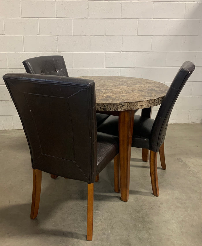 42" Faux Granite Table with 3 Chairs