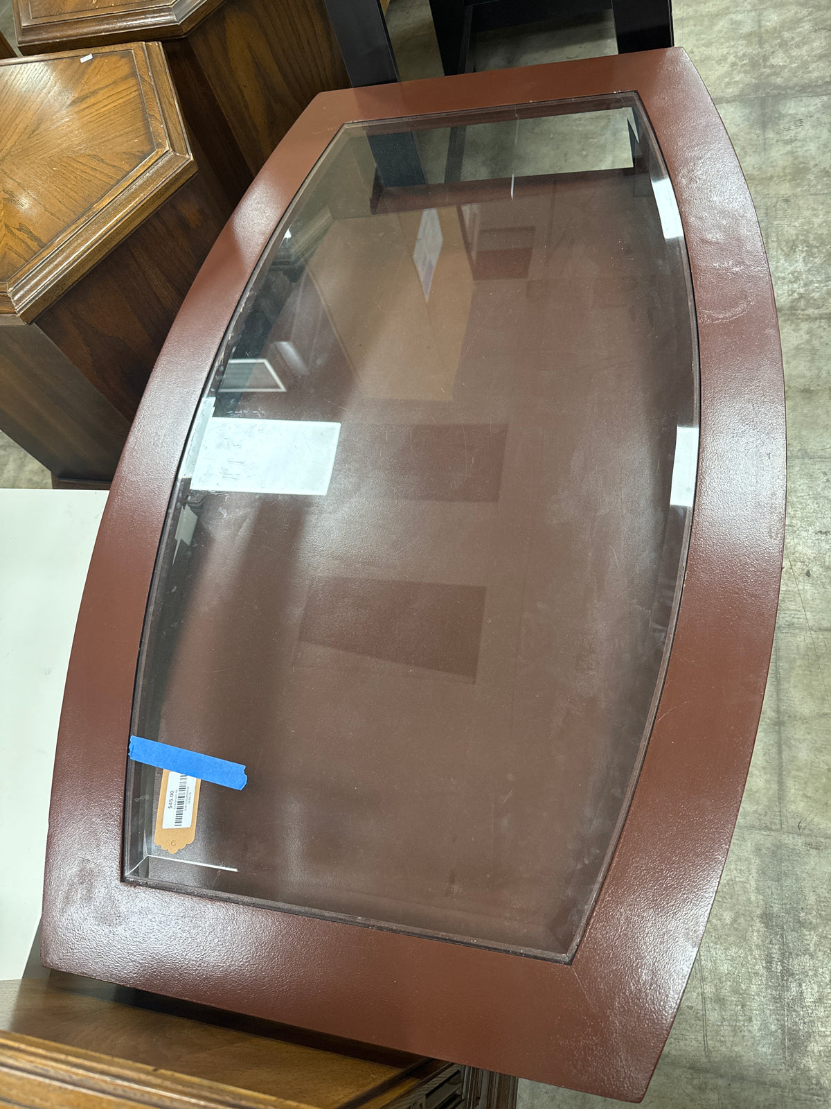 Brown Coffee Table With Glass Insert