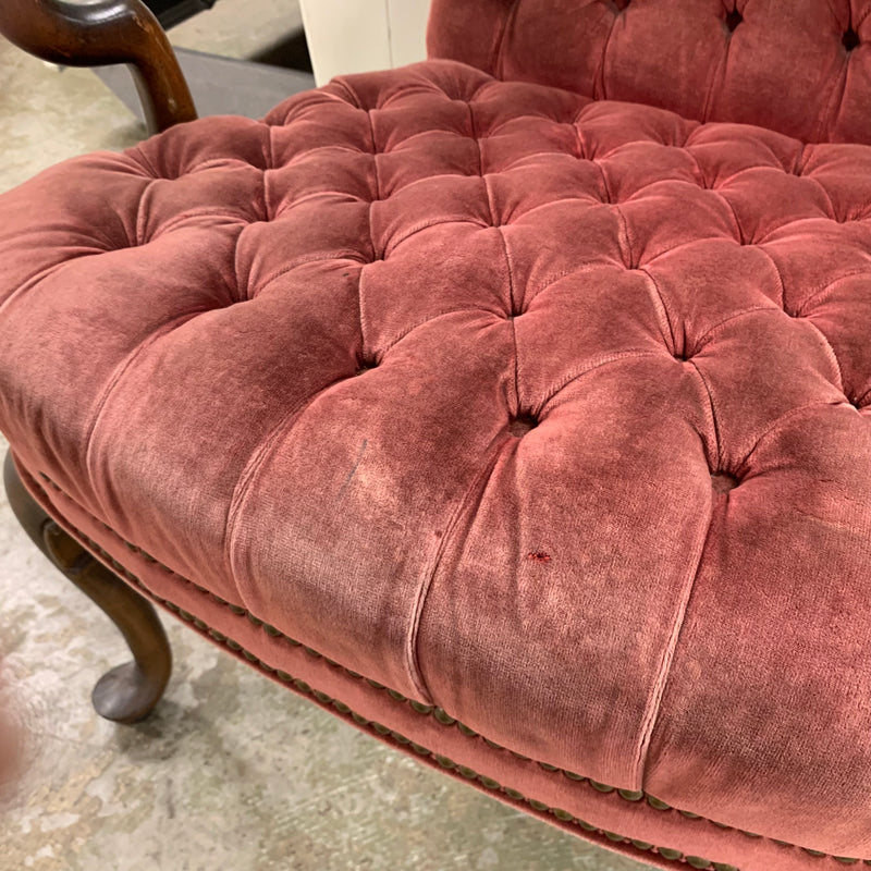 27-Inch W Vintage Velvet Accent Chair – Tufted Upholstery, Wooden Frame