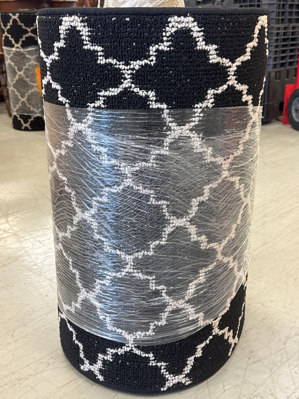 Black and White Area Rug Features a Classic Geometric Moroccan Trellis Pattern
